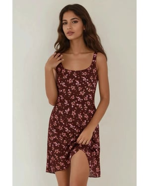 U-Kragen Bedrucktes Figur-Hugging Mini Kleid