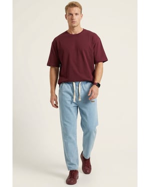 Elastische Denim-Hose mit Gummizug