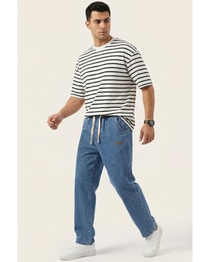 Elastische Denim-Hose mit Gummizug