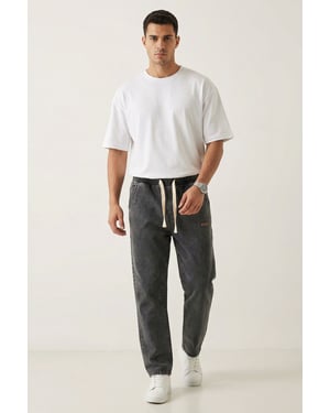 Elastische Denim-Hose mit Gummizug