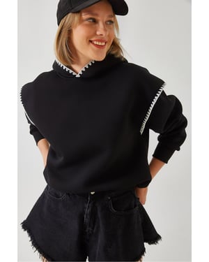 Kapuzensweatshirt mit Spitzendetails und lockerer Passform