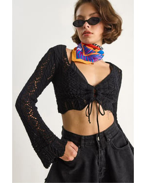 Strickware V-Ausschnitt Langarm Crop Bolero