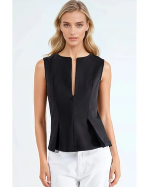Faltenbluse im Slim-Fit mit Reißverschluss
