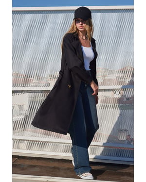 Doppelt gefütterter langer Trenchcoat
