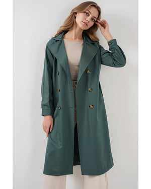 Doppelt gelegter langer Trenchcoat