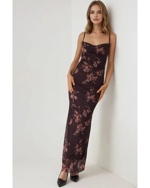 Bedrucktes Bodycon-Maxikleid aus Tüll