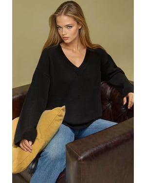 Dicker Strick-V-Ausschnitt-Pullover