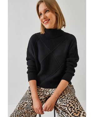 Strukturierter Rollkragenpullover