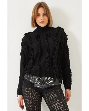 Rüschenkragen Cropped Pullover