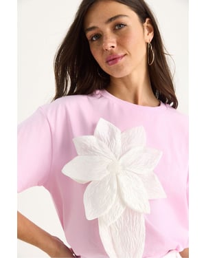 T-Shirt mit Rundhalsausschnitt und Blumenmuster inklusive Zubehördetails