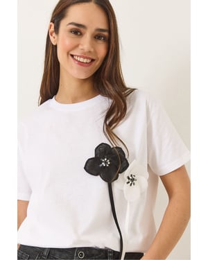 Blumenmuster Kurzarm-T-Shirt