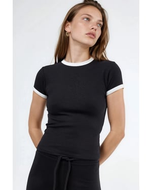 Rippstrick Crew Neck Kurzarm T-Shirt