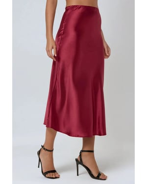 Hochtaillierter Satin-Midi-Rock