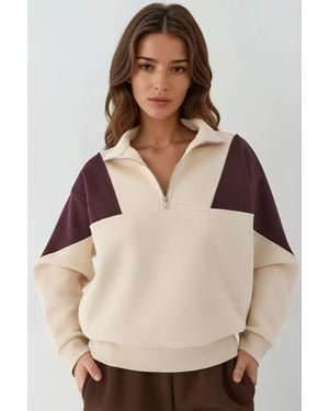Hochgezogener Reißverschlusskragen Bequemer Sweatshirt