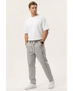 Lässige Denim-Hosen mit Zugbandbund