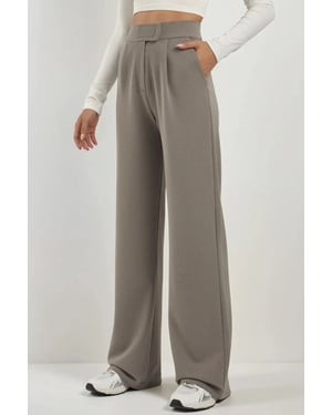 Hochtaillierte elastische Crepe Palazzo-Hose