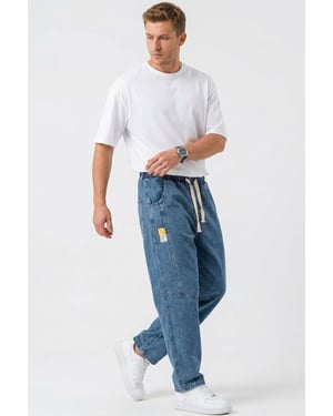 Baggy-Jeans mit Kordelzugbund
