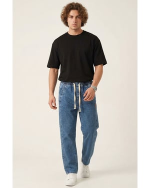 Lässige Denim-Hosen mit Zugbandbund