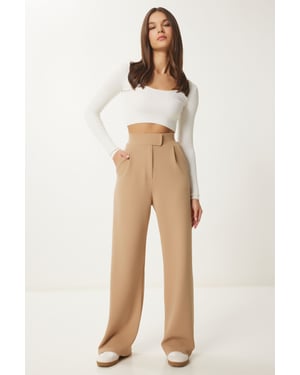 Hochtaillierte Strukturierte Palazzo-Hose