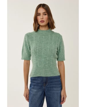 Kurze Ärmel Halb Stehkragen Haarglanz Strickpullover