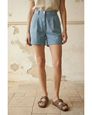 MyFashion Hoch taillierte, weit geschnittene Tailored-Shorts - Blau