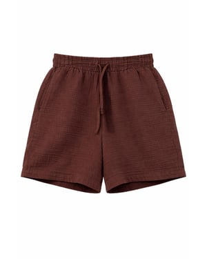 Hochtaillierte strukturierte Baumwollshorts