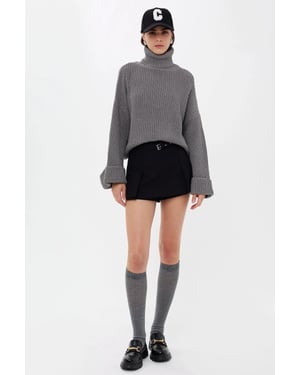 Oversized Hoher Kragen Pullover