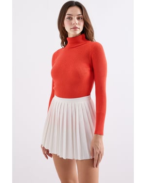 Strukturiertes Rollkragen-Miederpullover