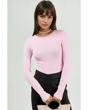 Langarm-Bluse mit Rundhalsausschnitt