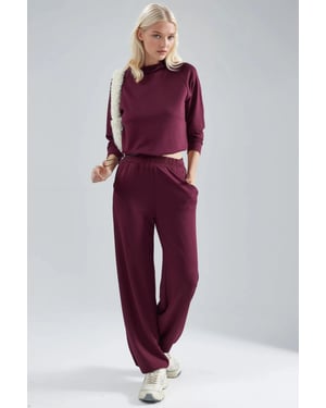 Modal Touch Halb-Halsausschnitt Bluse & Hose mit Elastischem Bund