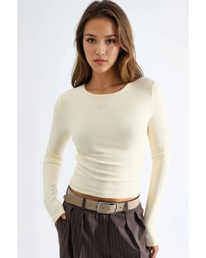 Langarm-Crewneck-Bluse
