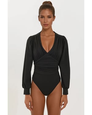 Slim Fit V-Ausschnitt Body mit Ballonärmeln