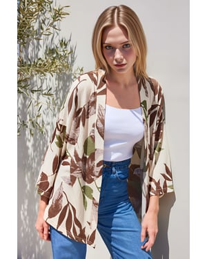 Strukturierter lässiger Kimono mit Schalkragen