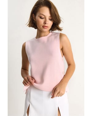 Knopfdetaillierte Strickbluse