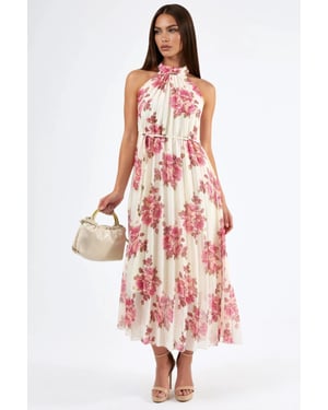 Blumen-Maxi-Kleid mit Bindeband