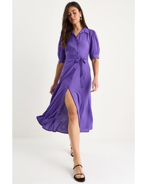 Midi-Kleid mit Knopfverschluss und Hemdkragen