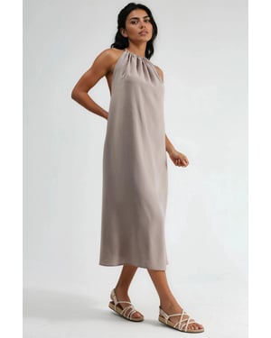 Busem Halterneck-Midi-Kleid - Dunkelbraun