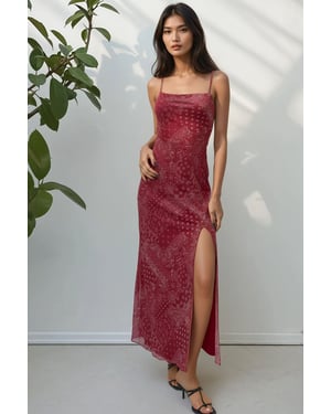 Druckiertes Midi-Kleid mit quadratischem Ausschnitt