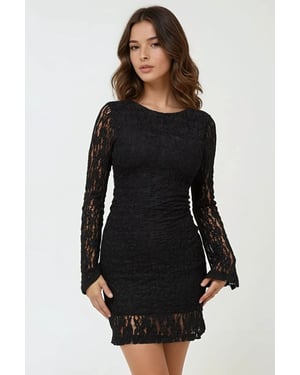 Spitzen-Mini-Kleid mit Futter im Bodycon-Stil