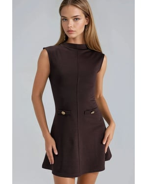 Mini-Kleid mit Stehkragen und Taschen-Details