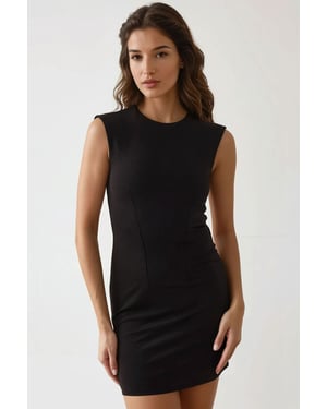 Hiccup Enges Minikleid mit Rundhalsausschnitt - Schwarz