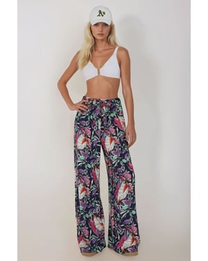 Bedruckte Weite Beinen Hose mit Kordelzug
