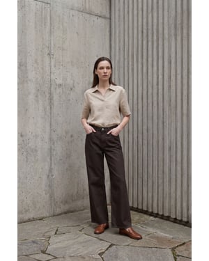 Hochtaillierte gerade Denim-Jeans