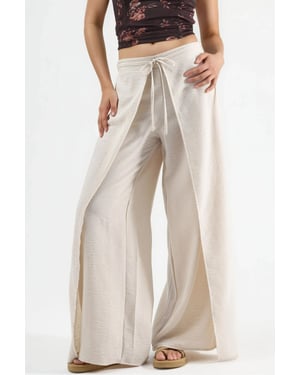 Krepp-Hose mit Kordelzug und Bindedetail