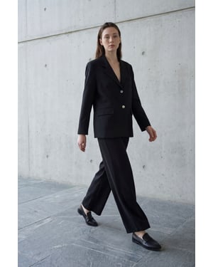 Baumwoll-Leinen-Blazer mit Knopfverschluss