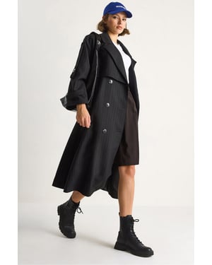 Baumwoll-Midi-Trenchcoat mit doppelter Knopfleiste