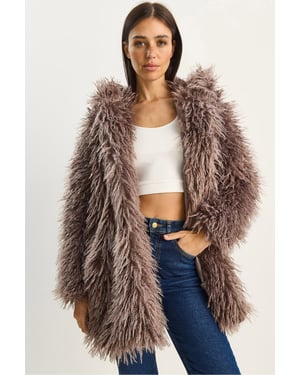 Oversize Kapuzenjacke aus Kunstfell