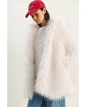 Oversize Kapuzenjacke aus Kunstfell