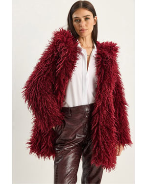 Oversized Kapuzenjacke aus Kunstfell
