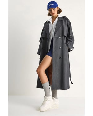 Baumwoll-Midi-Trenchcoat mit doppelter Knopfleiste